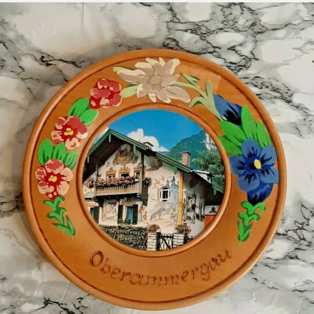 Germany Oberammergau Decorative Wood Wooden Plate